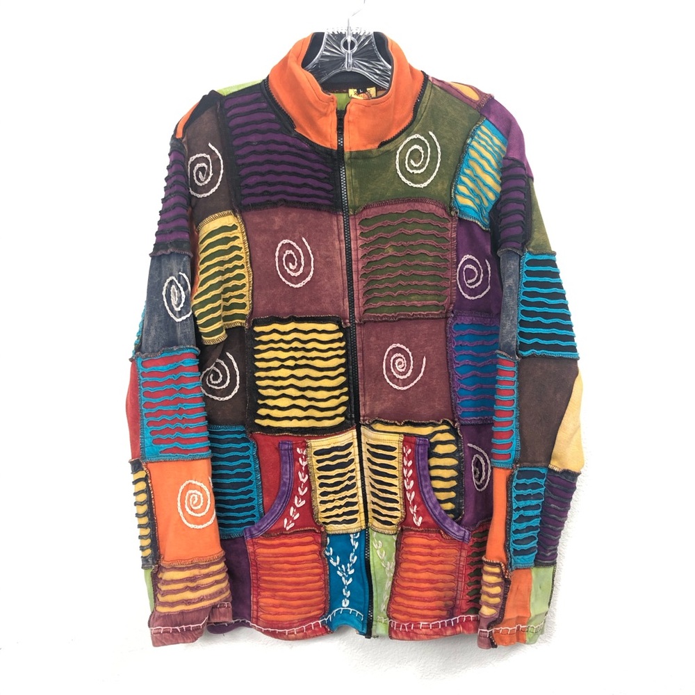 Karma Circle USA Color Patched Full Zip Jacket L